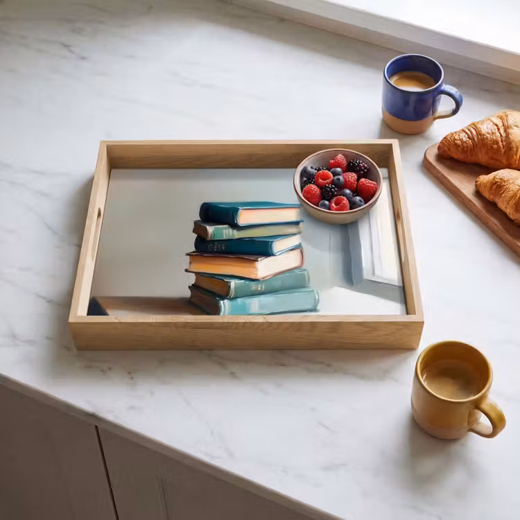 Dienblad - Stapel - Boeken - Groen - Daglicht — 4