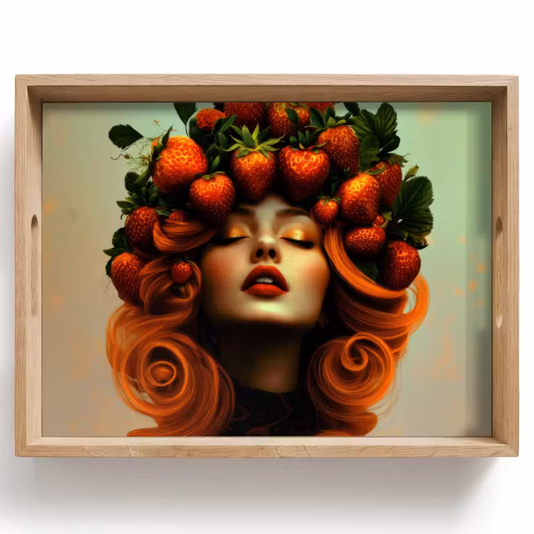 Dienblad - Vrouw - Aardbeien - Kroon — 1