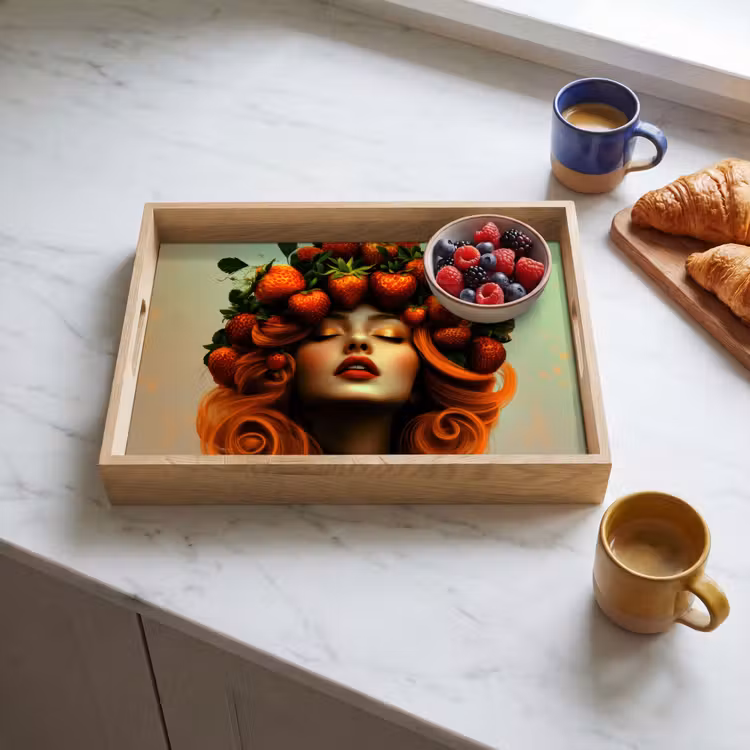 Dienblad - Vrouw - Aardbeien - Kroon — 4