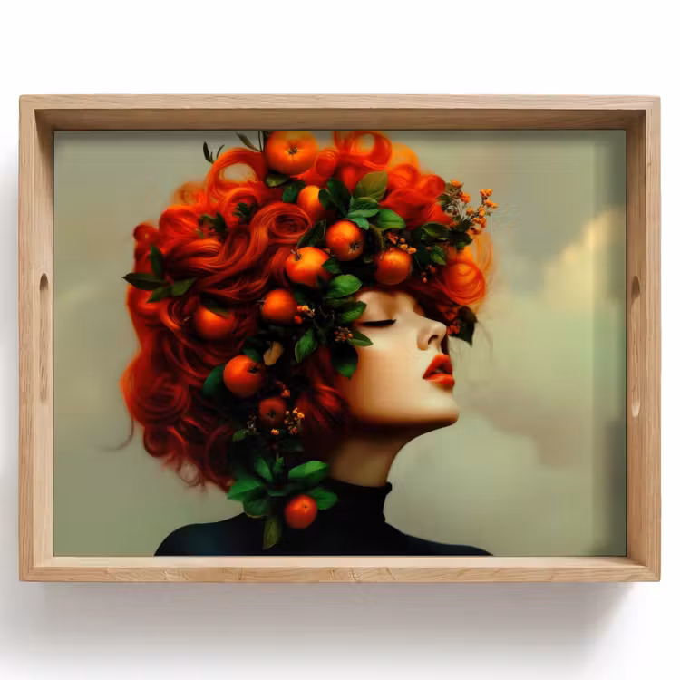 Dienblad - Vrouw - Appels - Rood - Bladeren — 1