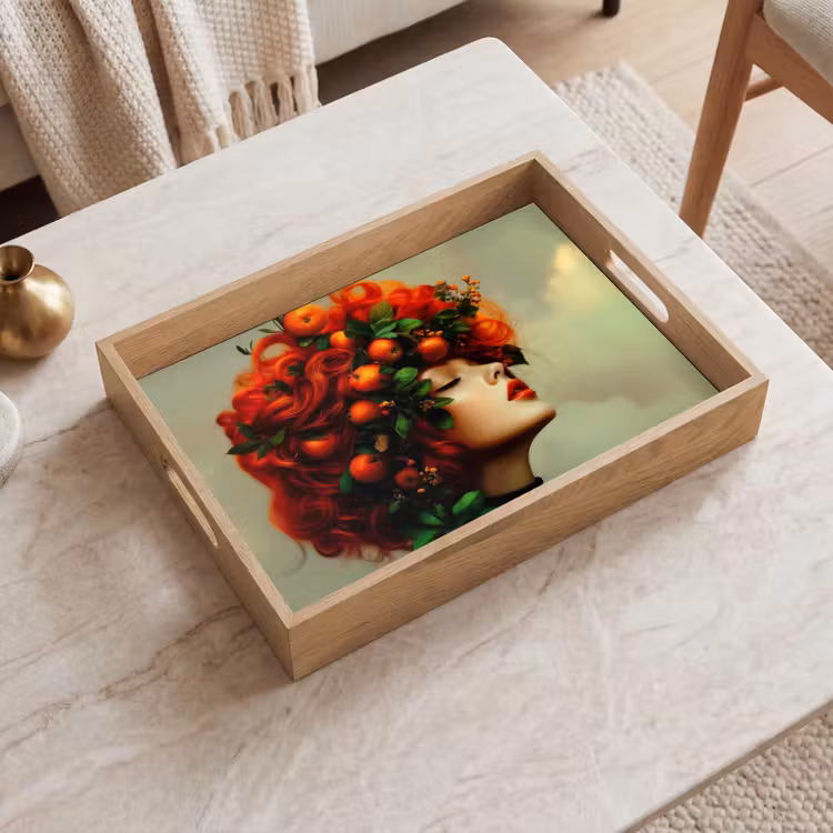 Dienblad - Vrouw - Appels - Rood - Bladeren — 2