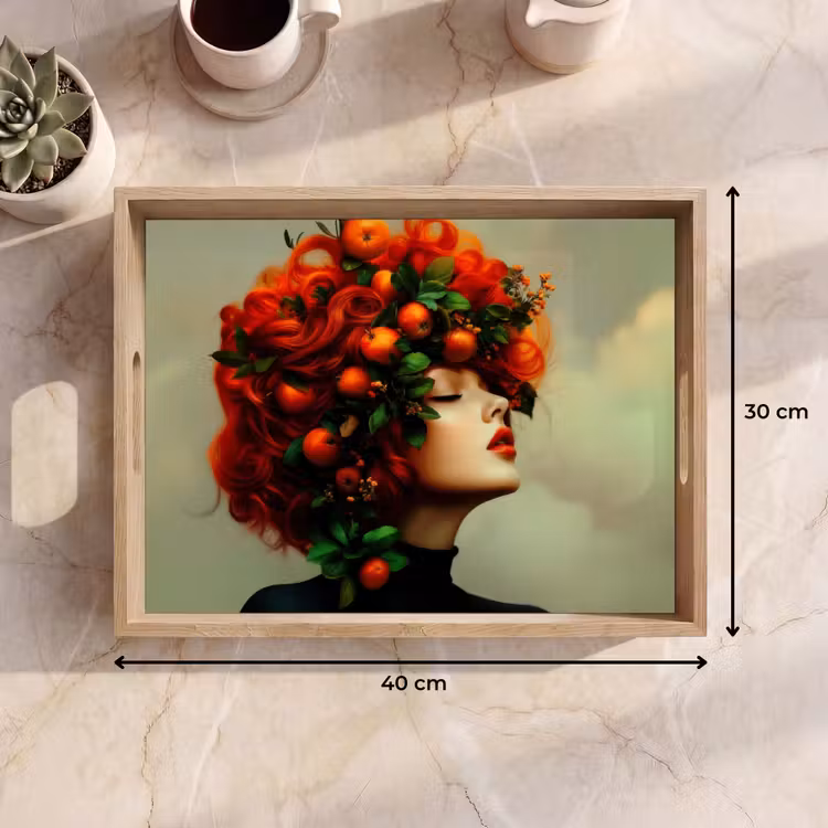 Dienblad - Vrouw - Appels - Rood - Bladeren — 9