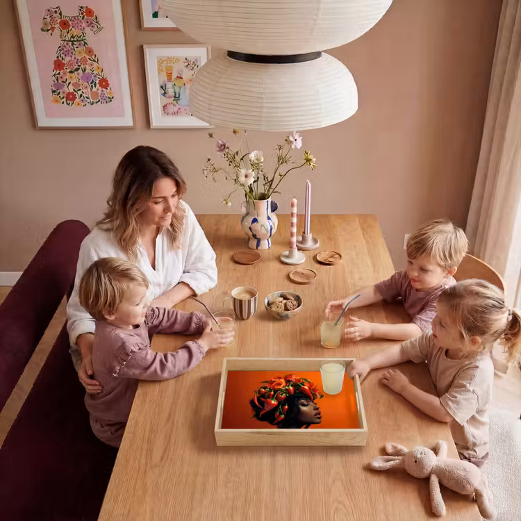 Dienblad - Vrouw - Chilipepers - Pepers - Bloemen — 7