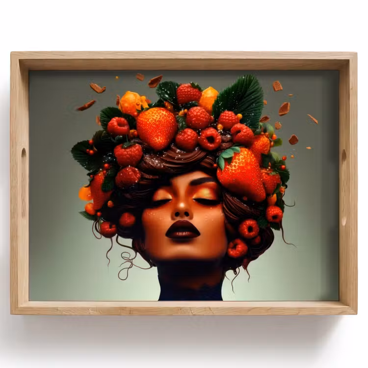 Dienblad - Vrouw - Chocolade - Frambozen - Aardbeien - Koekjes — 1