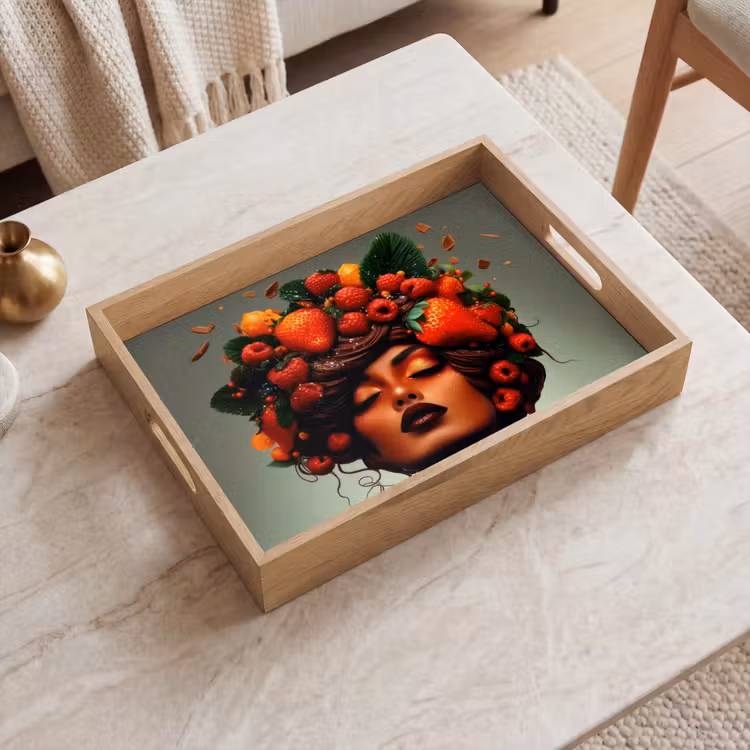 Dienblad - Vrouw - Chocolade - Frambozen - Aardbeien - Koekjes — 2
