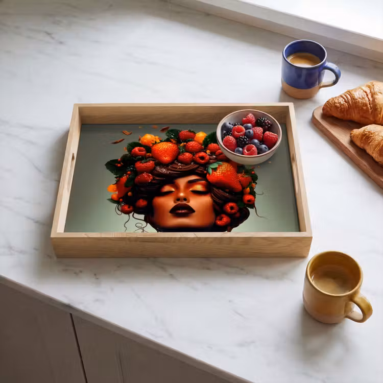 Dienblad - Vrouw - Chocolade - Frambozen - Aardbeien - Koekjes — 4