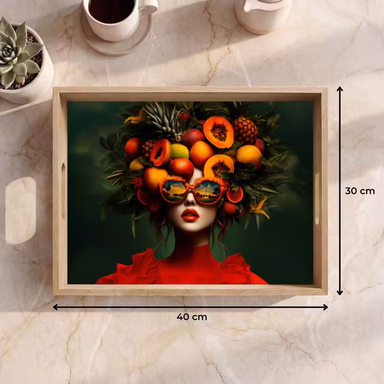 Dienblad - Vrouw - Vruchten - Papaja - Ananas — 9