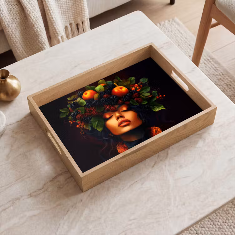 Dienblad - Vrouw - Zwart - Bessen - Bramen - Appels — 2