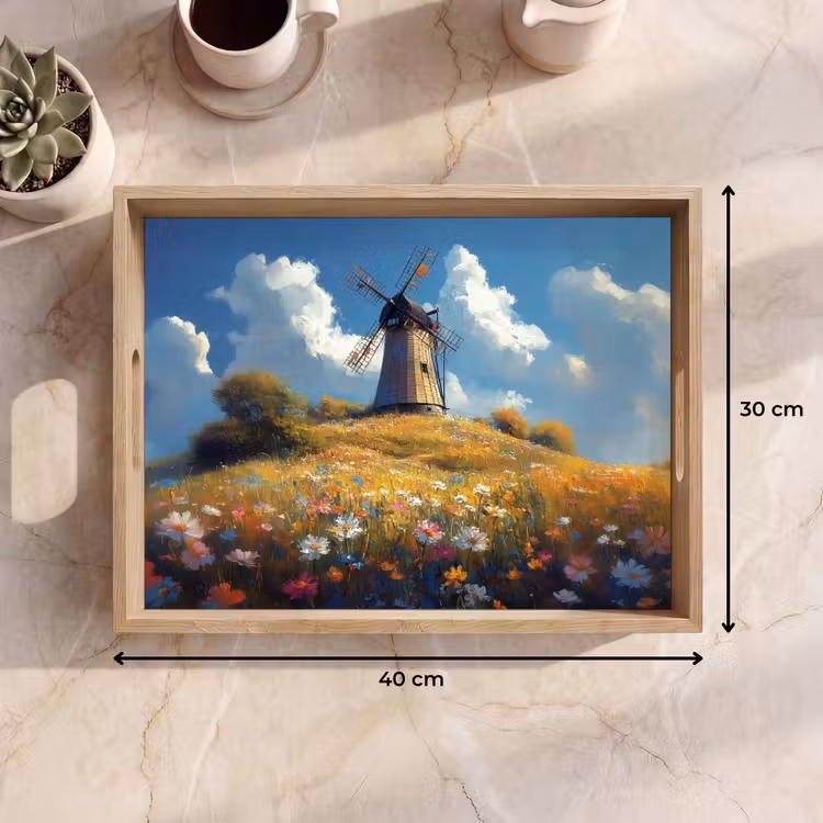Dienblad - Windmolen - Heuvel - Bloemen - Kleurrijk — 9