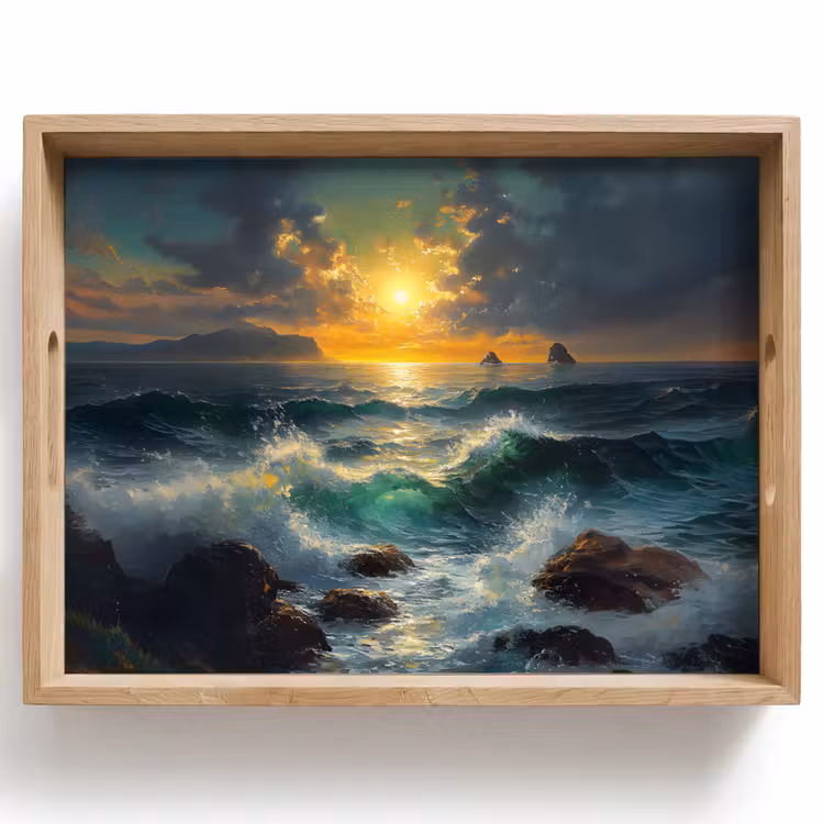 Dienblad - Zee - Zon - Golven - Rotsen — 1