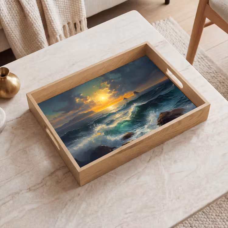 Dienblad - Zee - Zon - Golven - Rotsen — 2