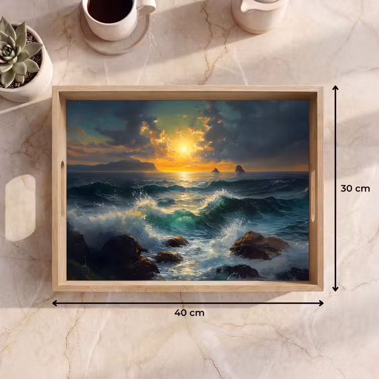 Dienblad - Zee - Zon - Golven - Rotsen — 9
