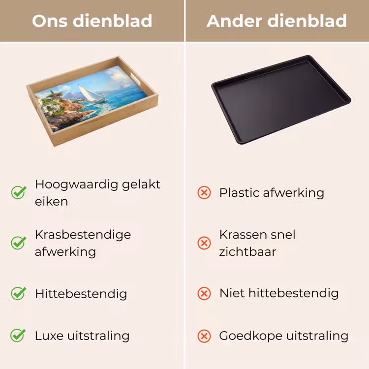 Dienblad - Zeilboot - Rotsen - Kust - Huizen — 3