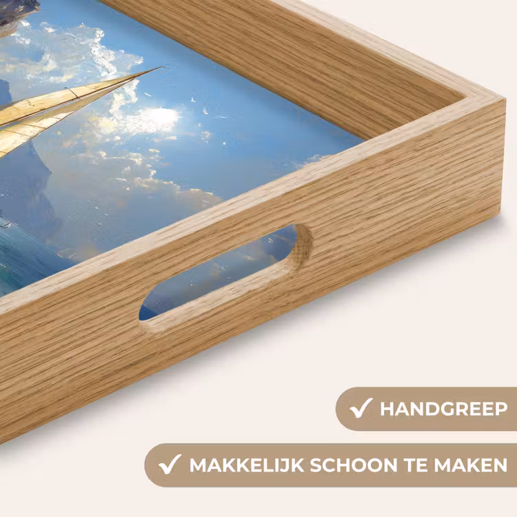 Dienblad - Zeilschip - Zee - Rotsen - Wolken — 5