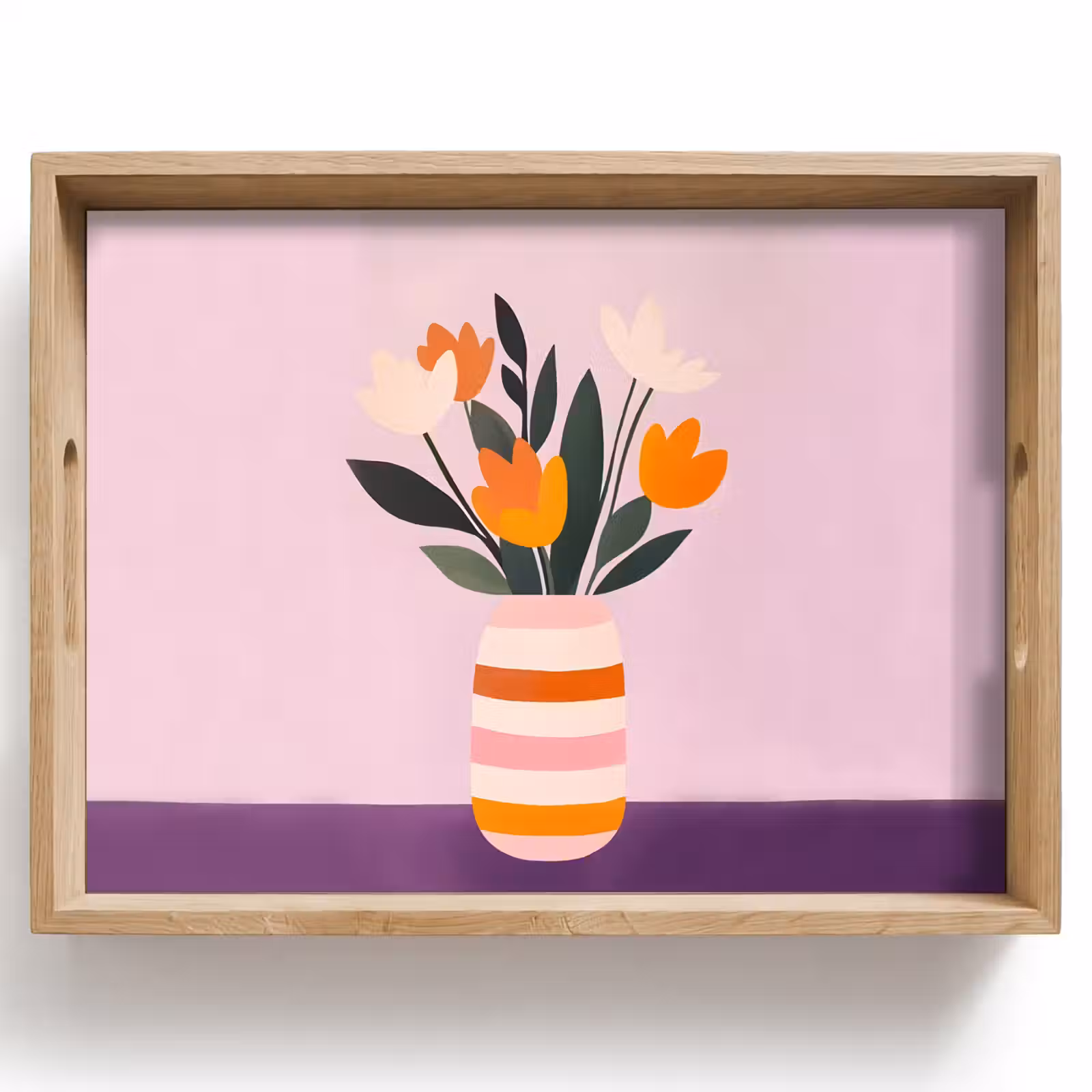Dienblad - Tulpen - Vaas - Strepen - Paars — 1