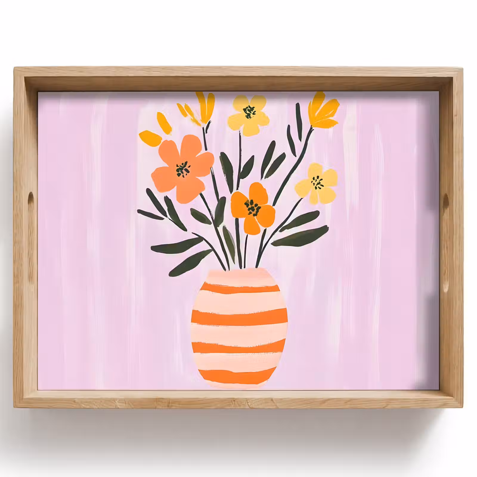 Dienblad - Vaas - Gestreept - Bloemen - Oranje — 1