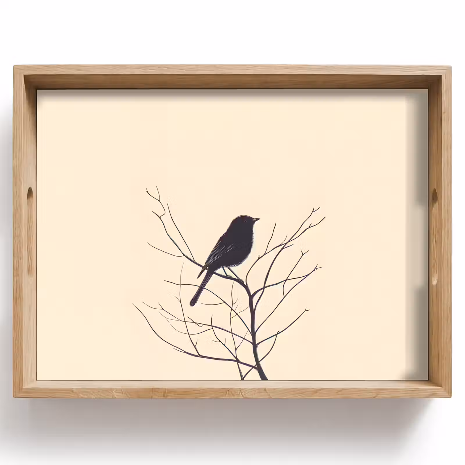 Dienblad - Vogel - Zwart - Tak - Minimalistisch — 1