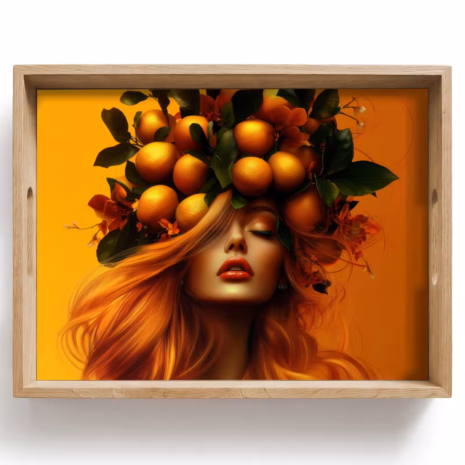 Dienblad - Vrouw - Citroenen - Bloesem - Geel — 1