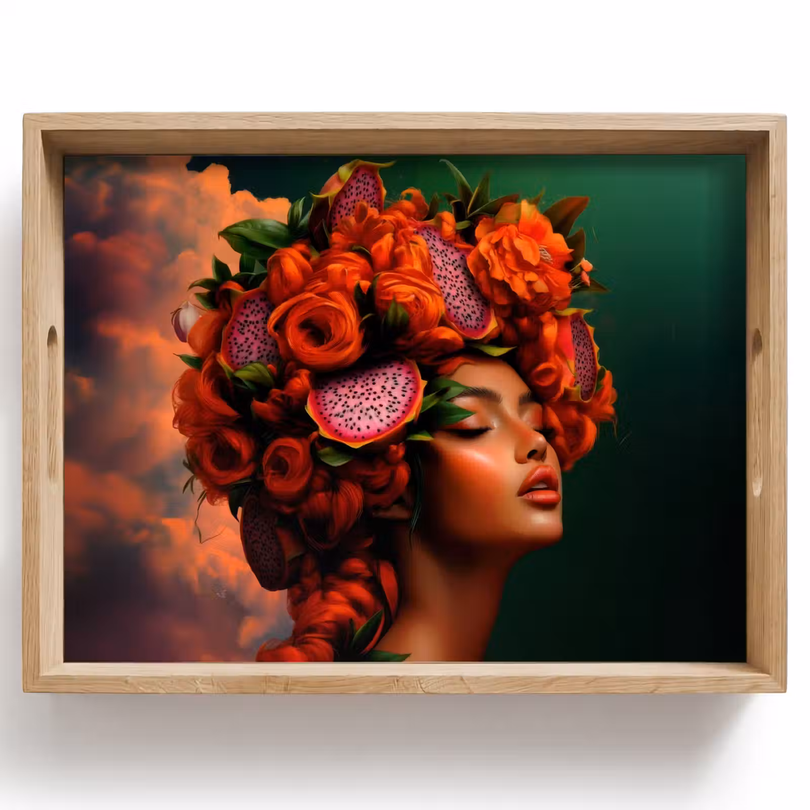 Dienblad - Vrouw - Drankenfruit - Rozen — 1