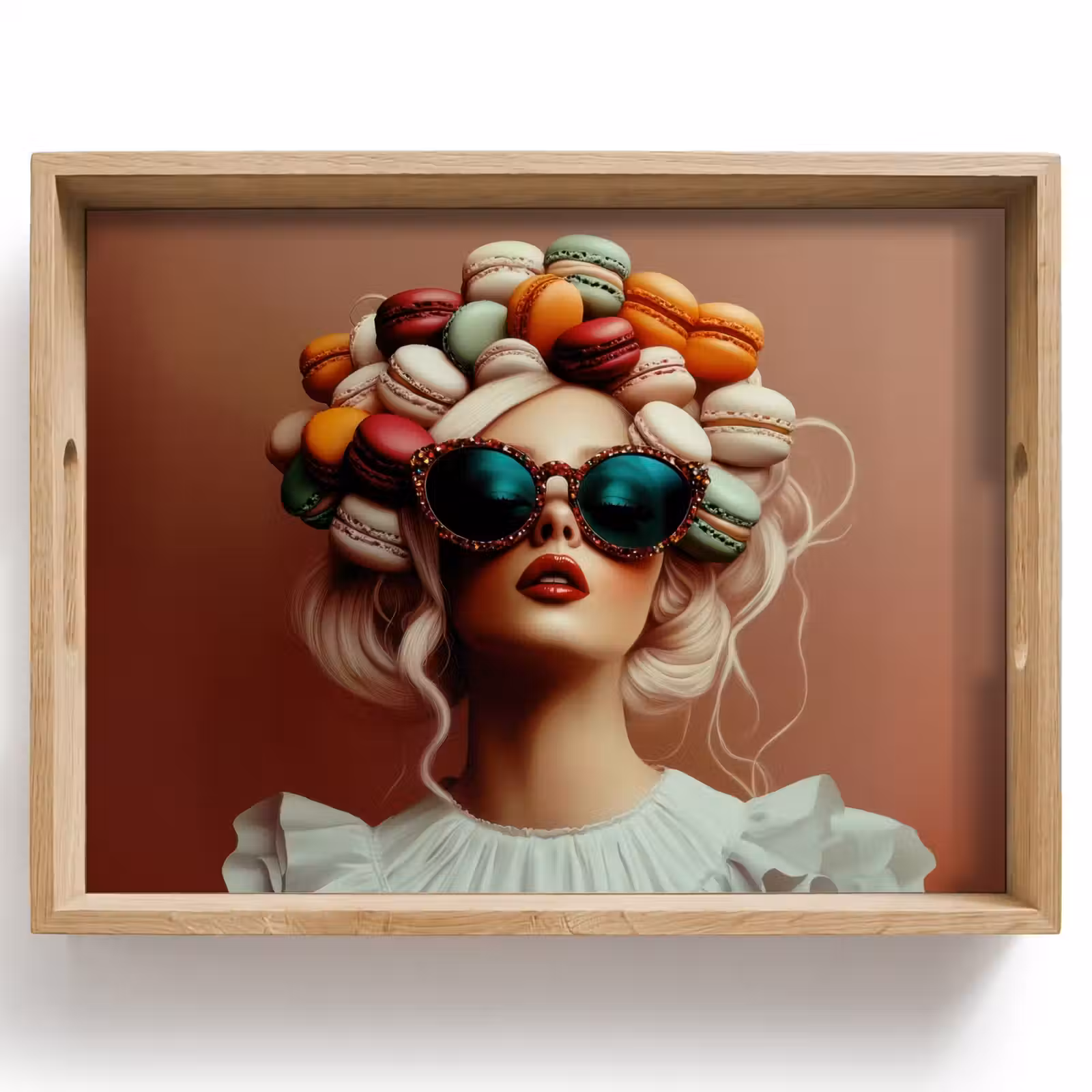 Dienblad - Vrouw - Macarons - Bril — 1