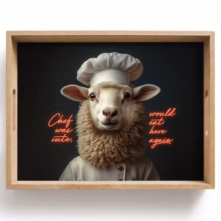 Dienblad - Schaap - Kokskleding - Neon - Quote — 1