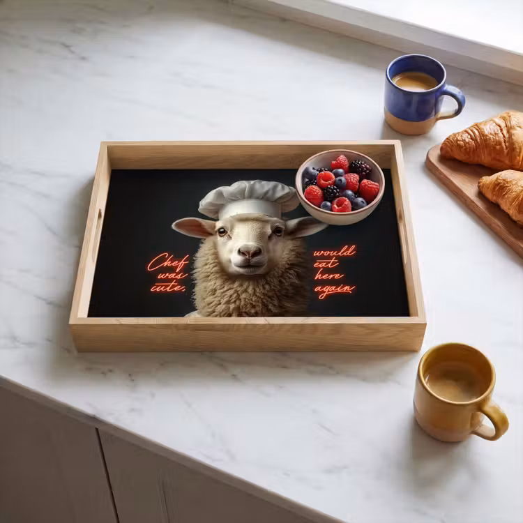 Dienblad - Schaap - Kokskleding - Neon - Quote — 4