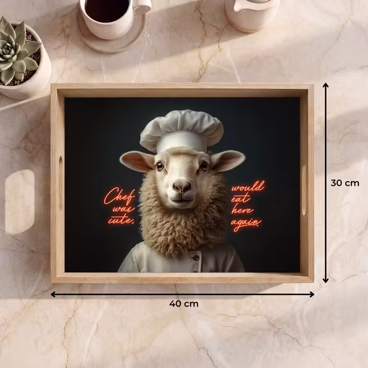 Dienblad - Schaap - Kokskleding - Neon - Quote — 9