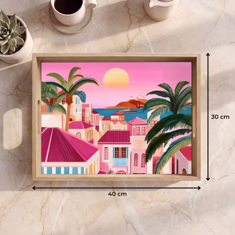 Dienblad - Stad - Roze - Palmbomen — 9