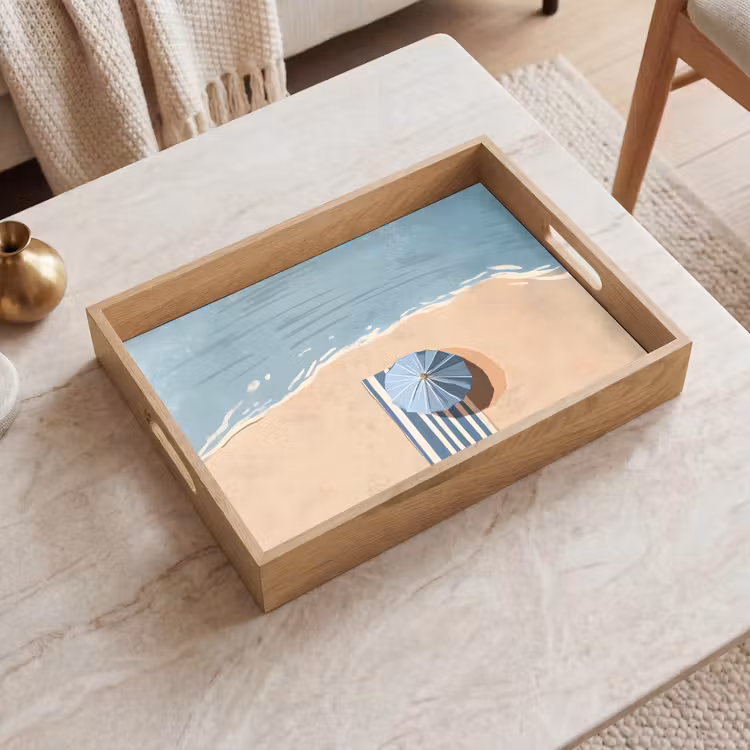Dienblad - Strandlaken - Strepen - Parasol - Strand — 2