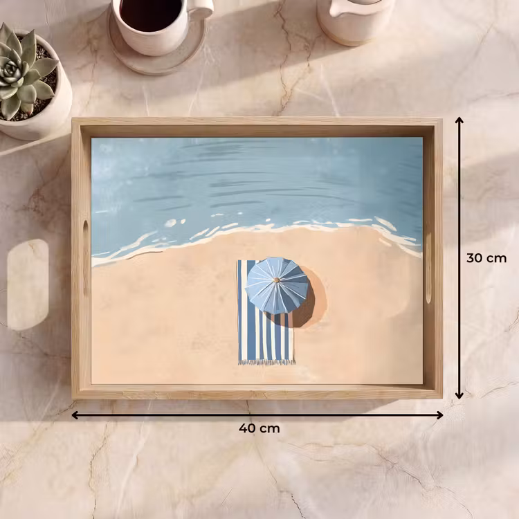 Dienblad - Strandlaken - Strepen - Parasol - Strand — 9