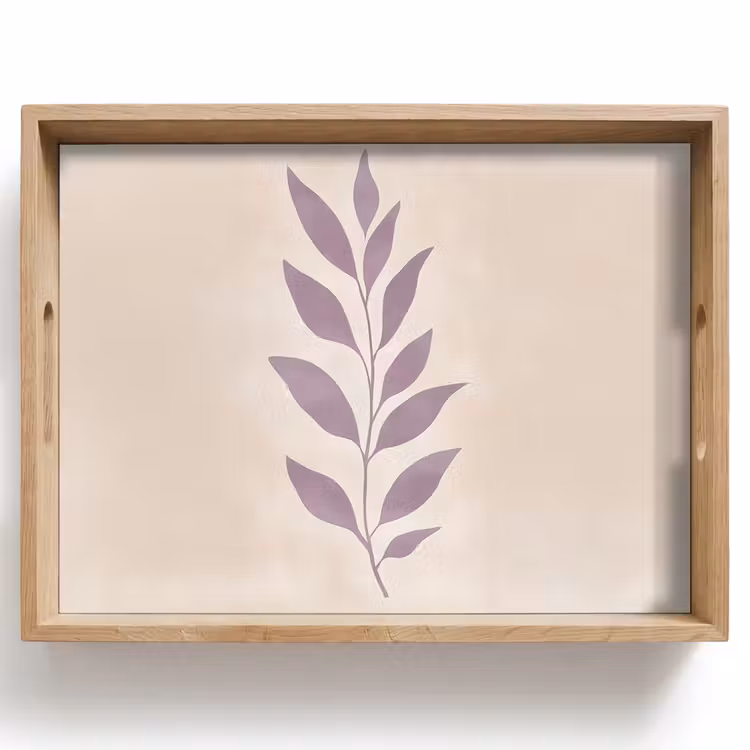Dienblad - Tak - Bladeren - Minimalistisch - Beige — 1