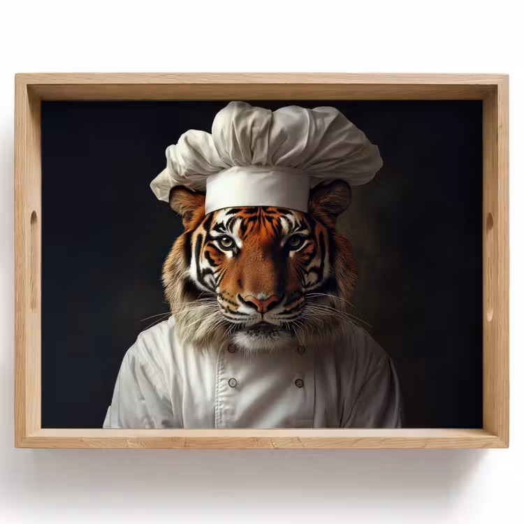Dienblad - Tijger - Kokskleding - Bruin — 1
