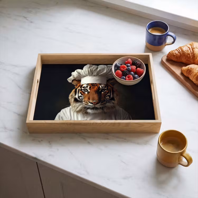 Dienblad - Tijger - Kokskleding - Bruin — 4