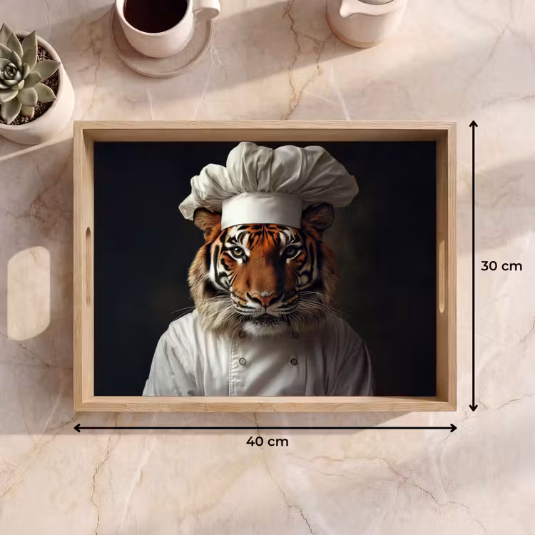 Dienblad - Tijger - Kokskleding - Bruin — 9