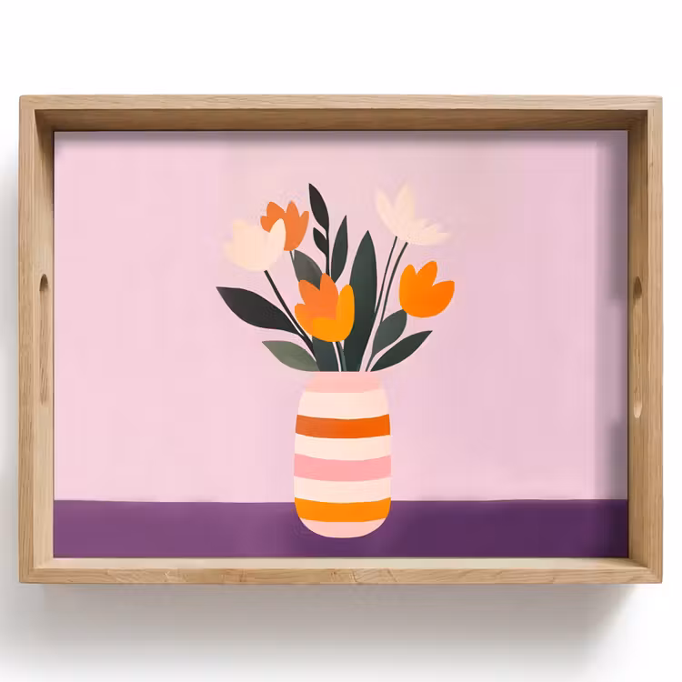 Dienblad - Tulpen - Vaas - Strepen - Paars — 1
