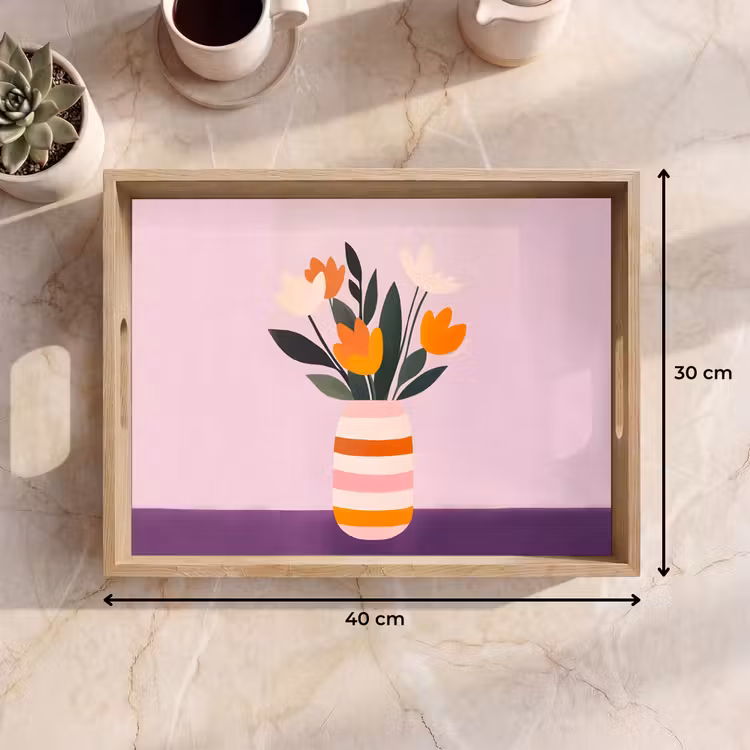 Dienblad - Tulpen - Vaas - Strepen - Paars — 9