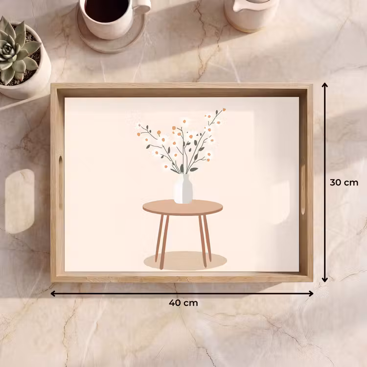 Dienblad - Vaas - Bloemen - Madeliefjes - Beige — 9