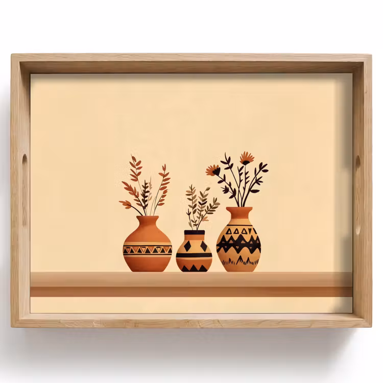 Dienblad - Vazen - Bloemen - Bladeren - Minimalistisch — 1
