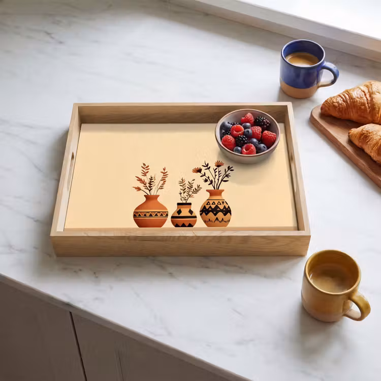 Dienblad - Vazen - Bloemen - Bladeren - Minimalistisch — 4