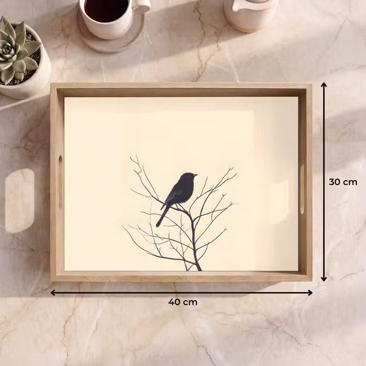 Dienblad - Vogel - Zwart - Tak - Minimalistisch — 9