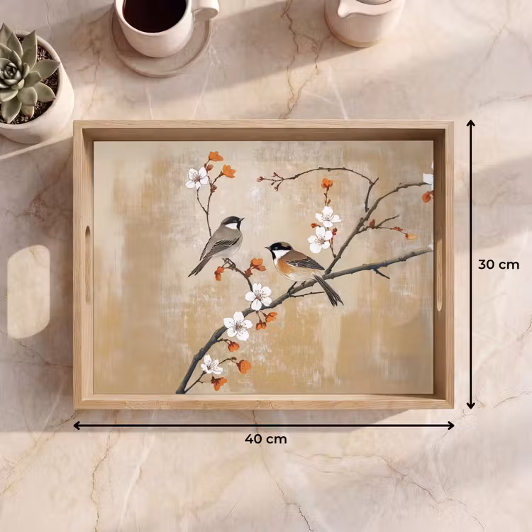 Dienblad - Vogels - Bloesemtak - Bloemen - Oranje — 9