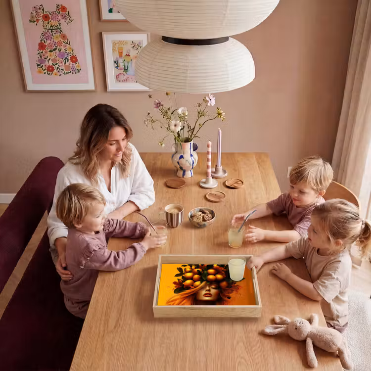 Dienblad - Vrouw - Citroenen - Bloesem - Geel — 7