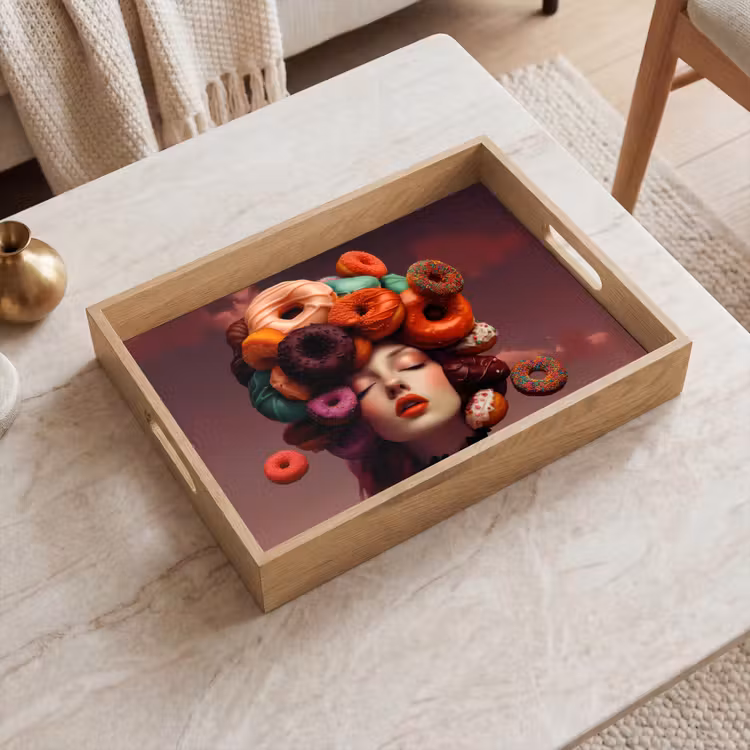Dienblad - Vrouw - Donuts - Kleurrijk — 2