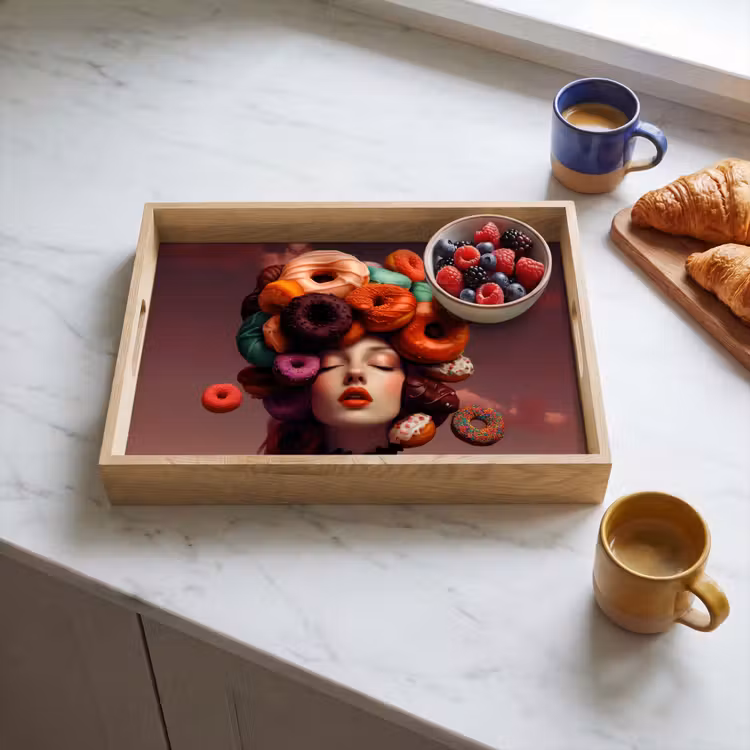 Dienblad - Vrouw - Donuts - Kleurrijk — 4