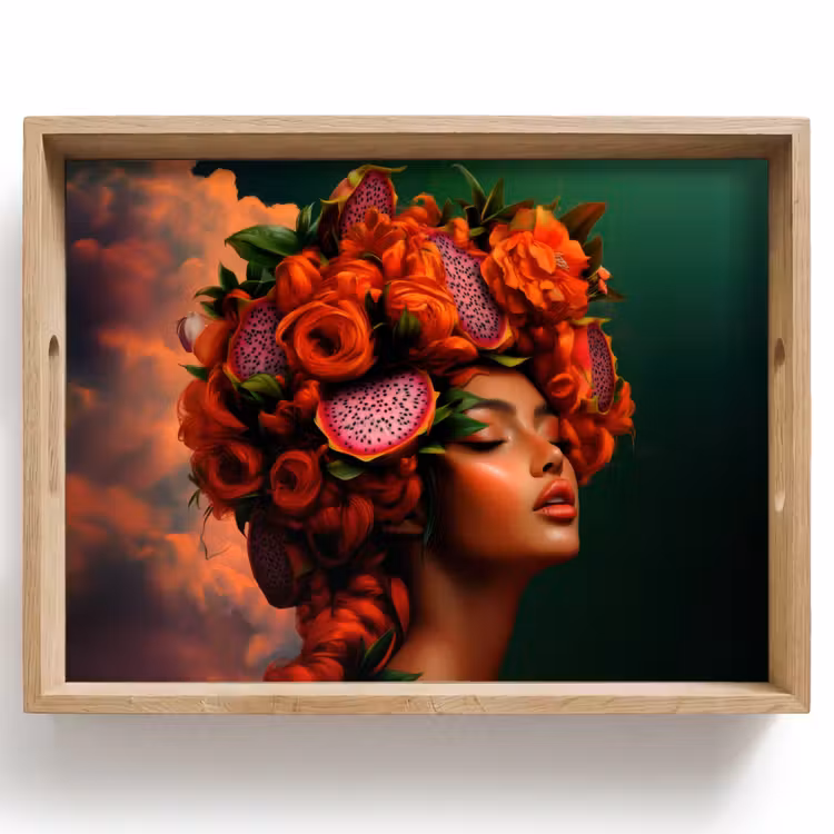 Dienblad - Vrouw - Drankenfruit - Rozen — 1