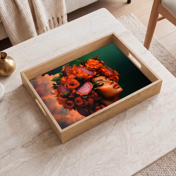 Dienblad - Vrouw - Drankenfruit - Rozen — 2