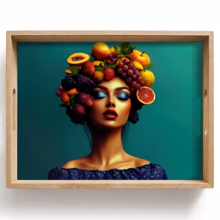 Dienblad - Vrouw - Hoodtooi - Tropisch - Fruit - Druiven — 1