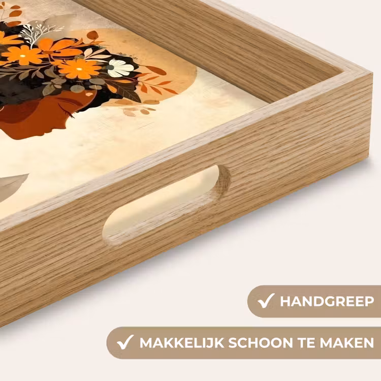 Dienblad - Vrouw - Krullen - Bloemen - Beige — 5