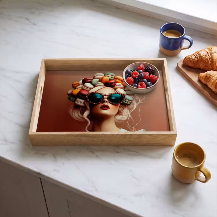 Dienblad - Vrouw - Macarons - Bril — 4