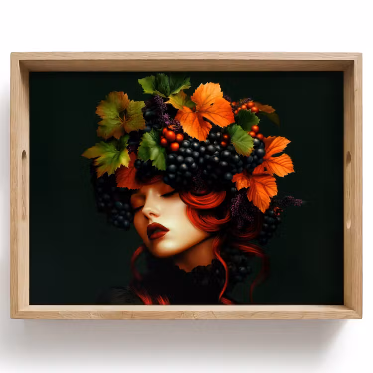 Dienblad - Vrouw - Rood - Groen - Druiven — 1